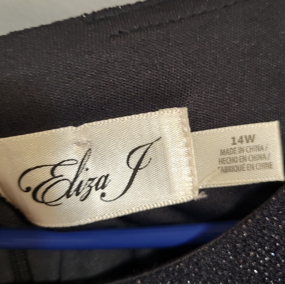 Eliza J 14W midi length sparkled charcoal 3/4 sleeve elegant dress - Picture 4 of 10